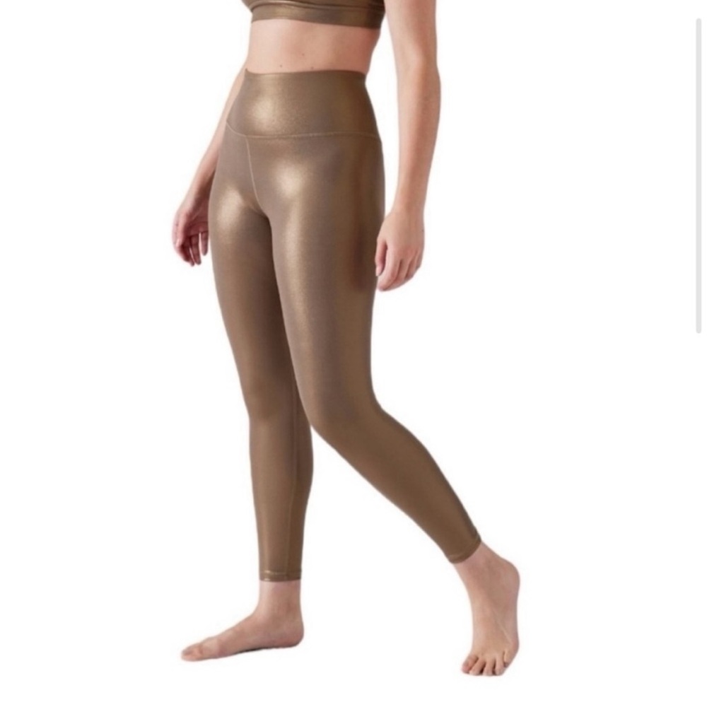NWT Athleta Elation Shine Tights - Coffee House - Size Medium